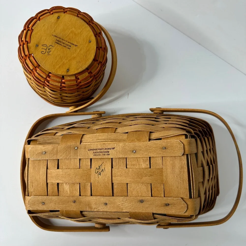 Vtg Longaberger Baskets Medium Vegetable 1991 Little Pumpkin 1997 Single Divider